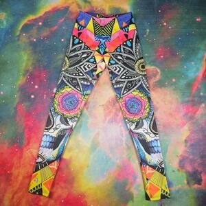 IEDM‎ Printed Colorful Leggings Bright Pattern Geometric Skull Rose Design